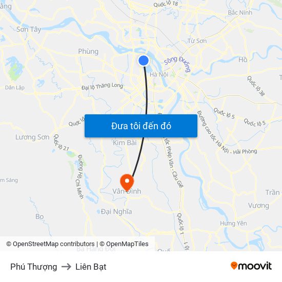 Phú Thượng to Liên Bạt map