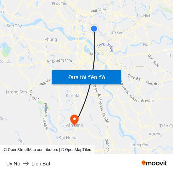 Uy Nỗ to Liên Bạt map