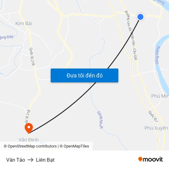 Vân Tảo to Liên Bạt map