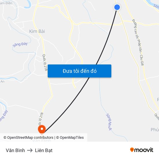 Văn Bình to Liên Bạt map