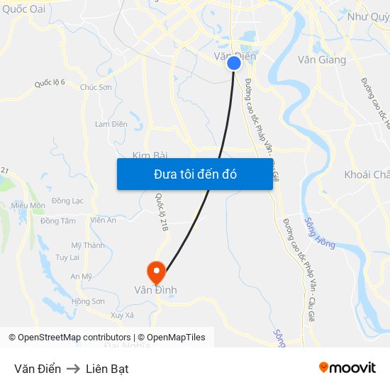 Văn Điển to Liên Bạt map