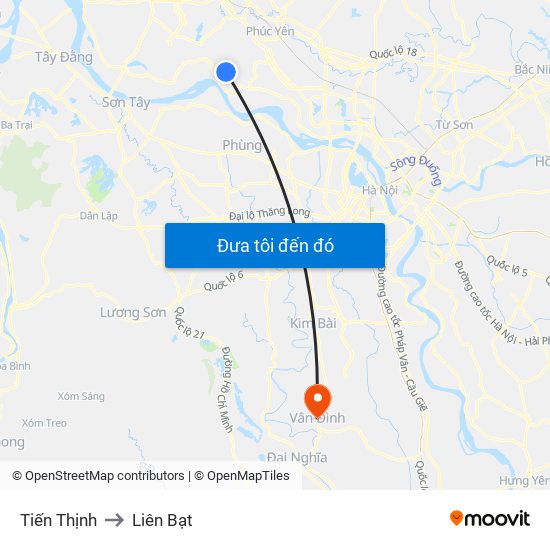 Tiến Thịnh to Liên Bạt map