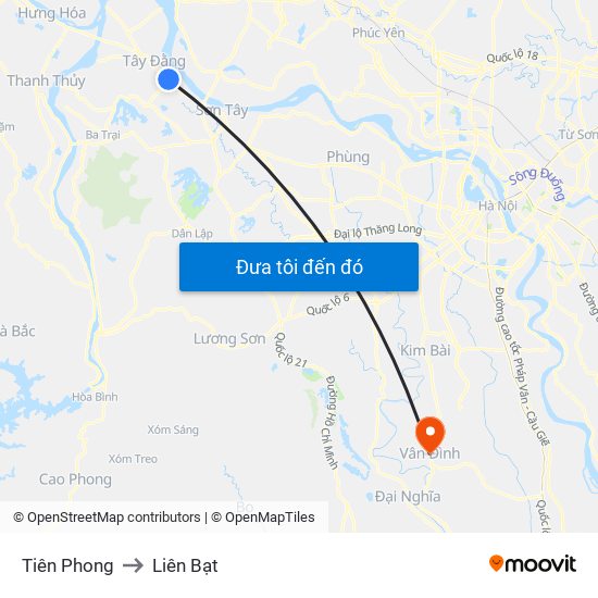 Tiên Phong to Liên Bạt map