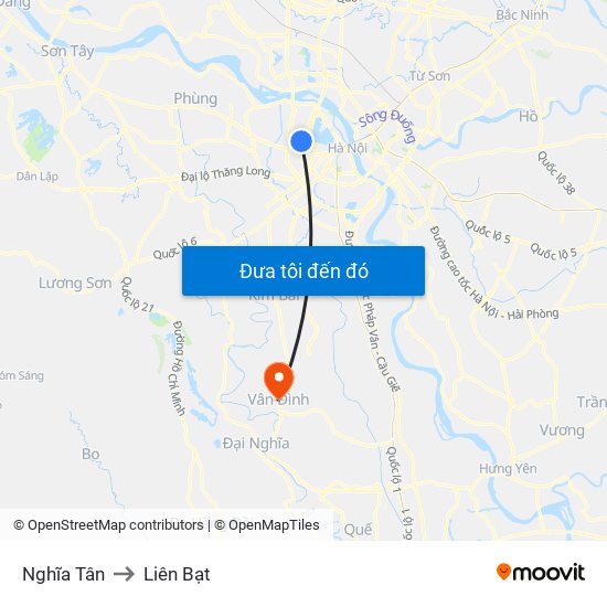 Nghĩa Tân to Liên Bạt map