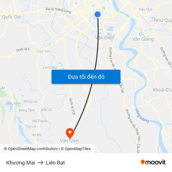 Khương Mai to Liên Bạt map