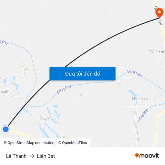 Lê Thanh to Liên Bạt map