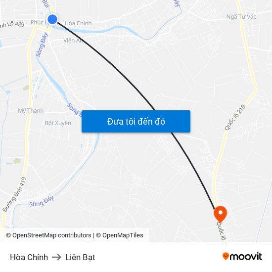 Hòa Chính to Liên Bạt map