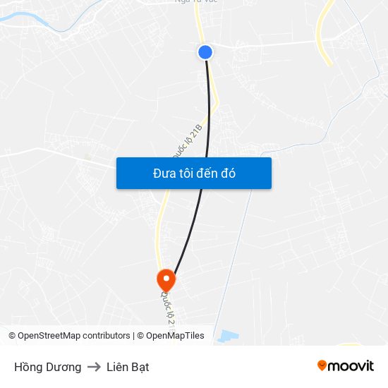 Hồng Dương to Liên Bạt map