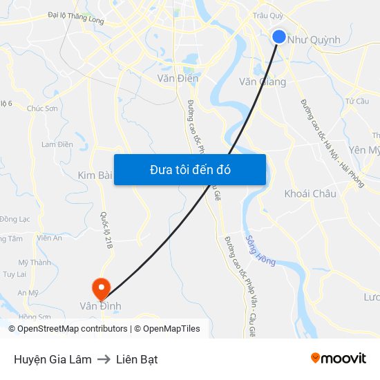 Huyện Gia Lâm to Liên Bạt map