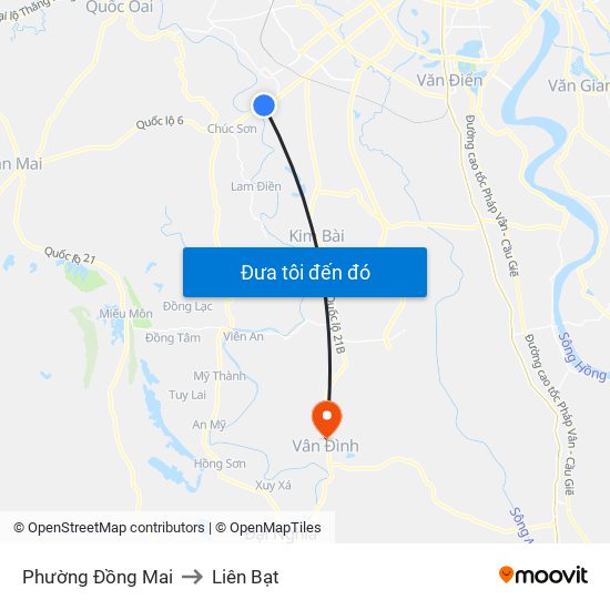 Phường Đồng Mai to Liên Bạt map