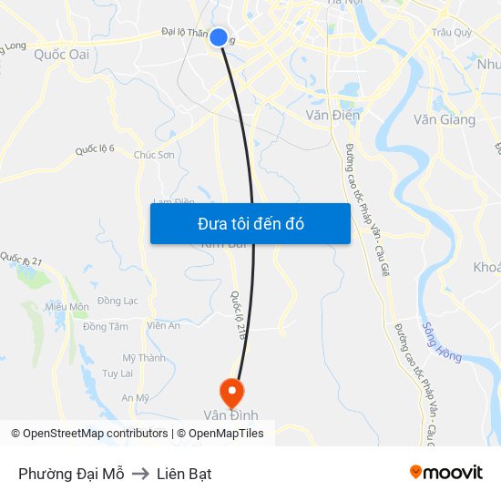 Phường Đại Mỗ to Liên Bạt map