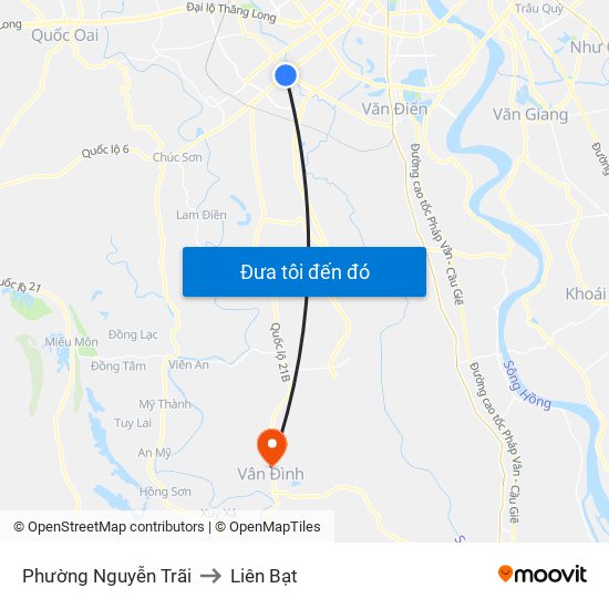 Phường Nguyễn Trãi to Liên Bạt map