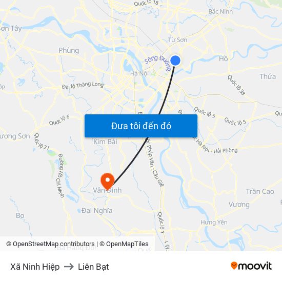 Xã Ninh Hiệp to Liên Bạt map