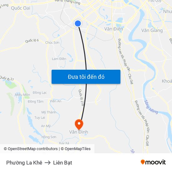 Phường La Khê to Liên Bạt map