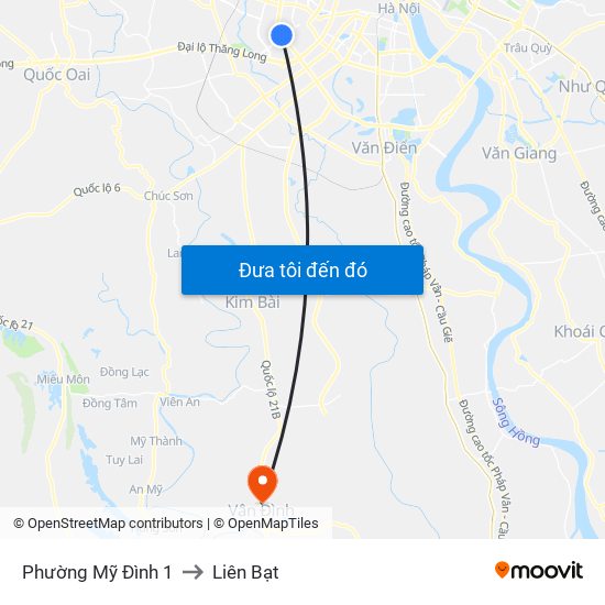 Phường Mỹ Đình 1 to Liên Bạt map