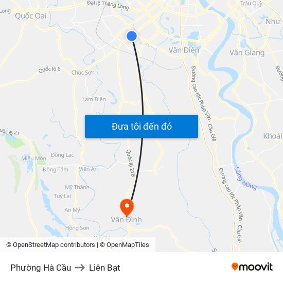 Phường Hà Cầu to Liên Bạt map