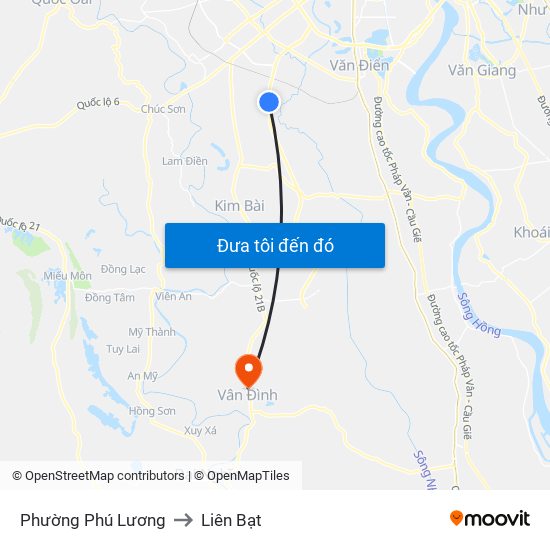 Phường Phú Lương to Liên Bạt map