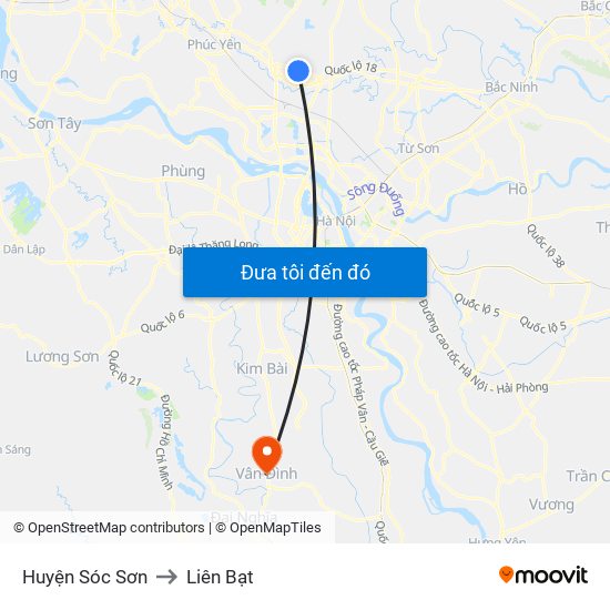 Huyện Sóc Sơn to Liên Bạt map