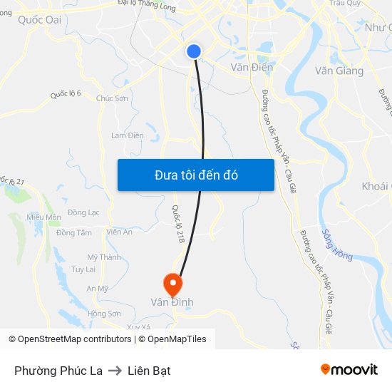 Phường Phúc La to Liên Bạt map