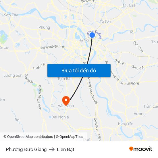 Phường Đức Giang to Liên Bạt map