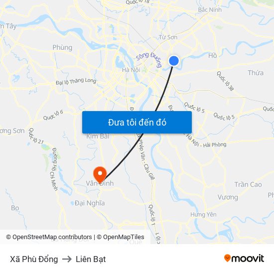 Xã Phù Đổng to Liên Bạt map