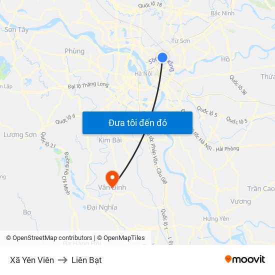 Xã Yên Viên to Liên Bạt map