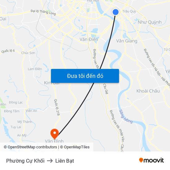 Phường Cự Khối to Liên Bạt map