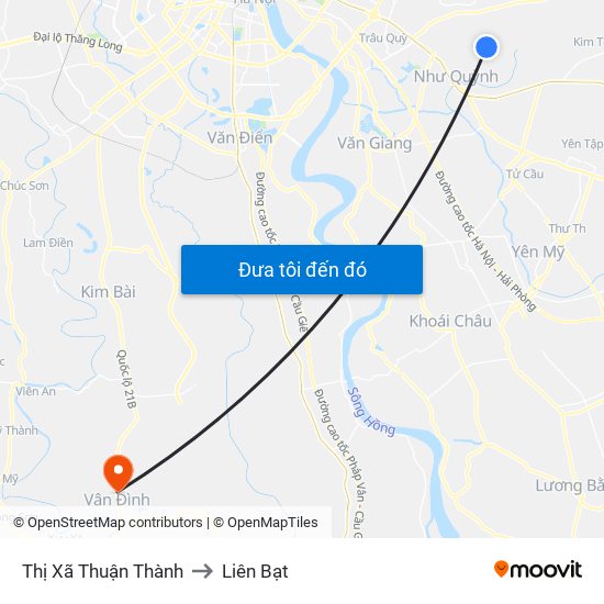 Thị Xã Thuận Thành to Liên Bạt map