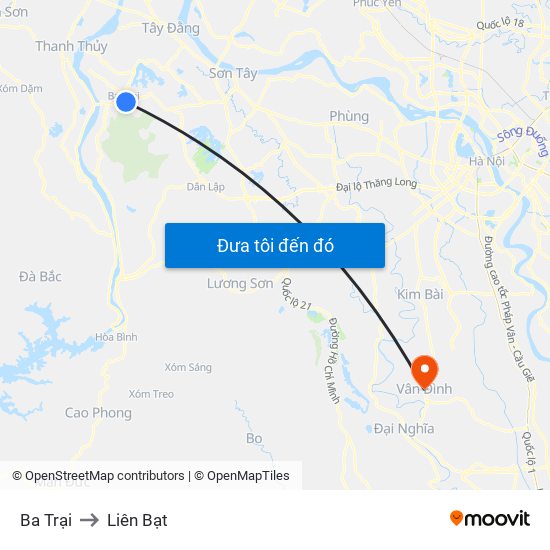 Ba Trại to Liên Bạt map