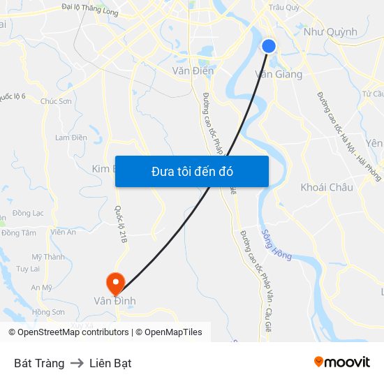 Bát Tràng to Liên Bạt map