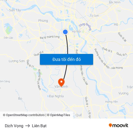 Dịch Vọng to Liên Bạt map