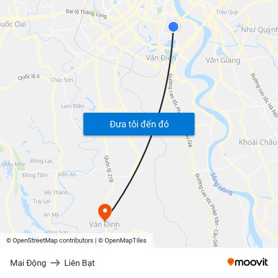 Mai Động to Liên Bạt map