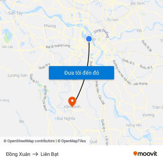 Đồng Xuân to Liên Bạt map