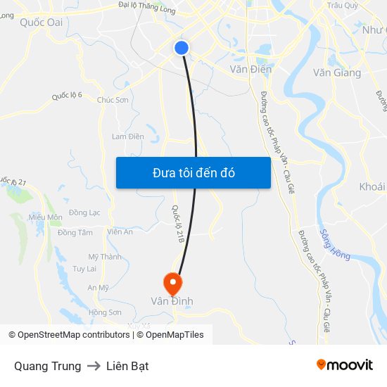 Quang Trung to Liên Bạt map