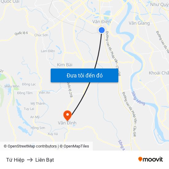 Tứ Hiệp to Liên Bạt map