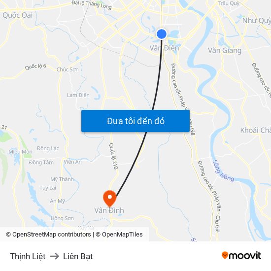 Thịnh Liệt to Liên Bạt map