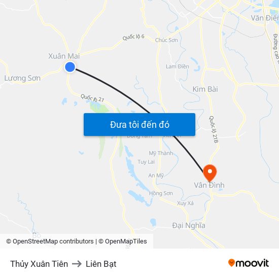 Thủy Xuân Tiên to Liên Bạt map