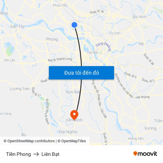 Tiền Phong to Liên Bạt map