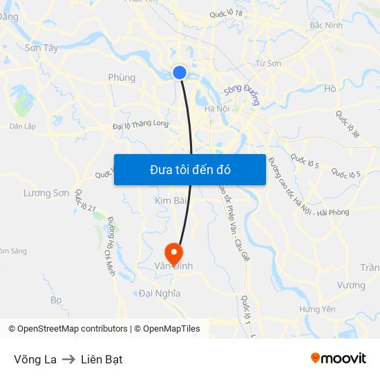 Võng La to Liên Bạt map