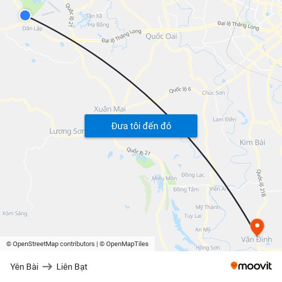 Yên Bài to Liên Bạt map