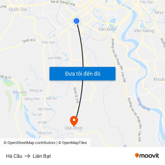 Hà Cầu to Liên Bạt map