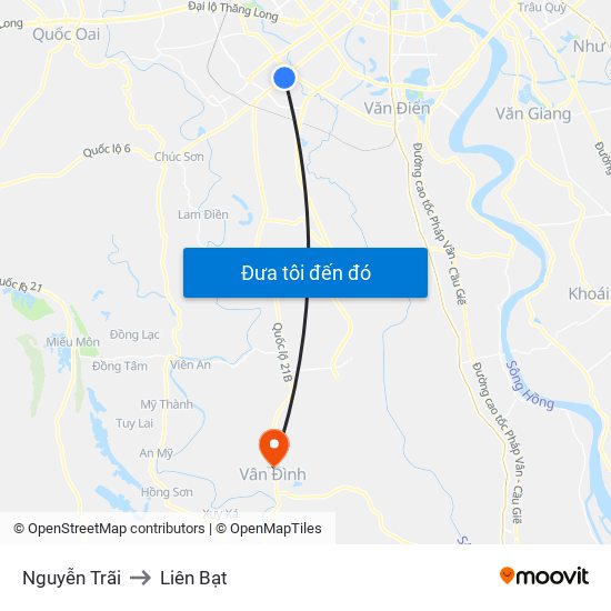 Nguyễn Trãi to Liên Bạt map