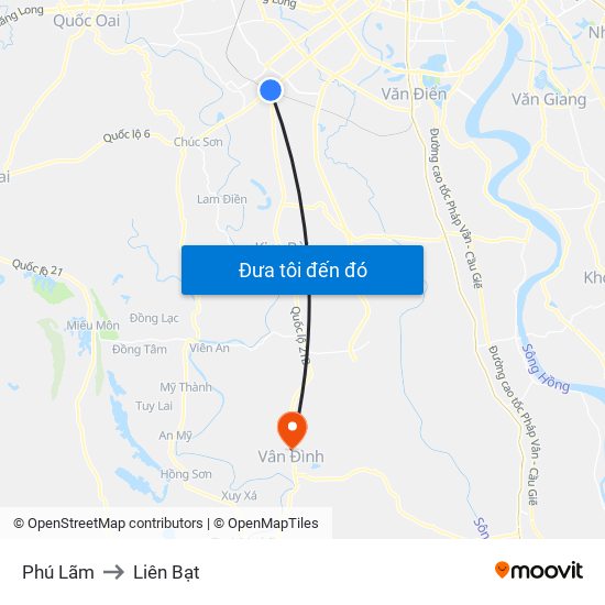 Phú Lãm to Liên Bạt map