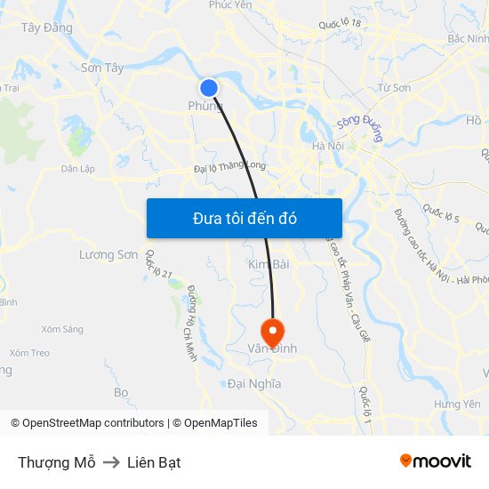 Thượng Mỗ to Liên Bạt map