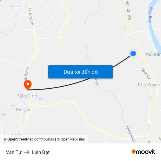 Văn Tự to Liên Bạt map