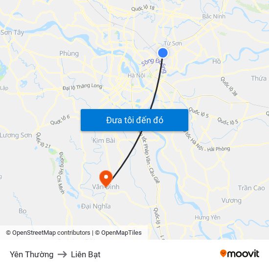 Yên Thường to Liên Bạt map