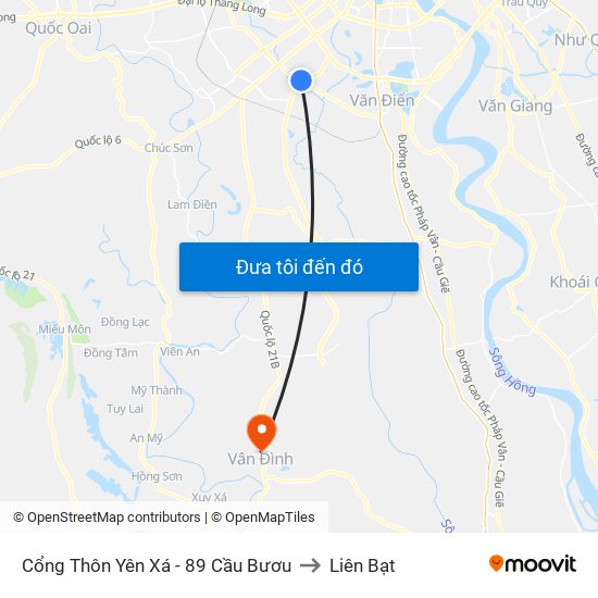 Cổng Thôn Yên Xá - 89 Cầu Bươu to Liên Bạt map