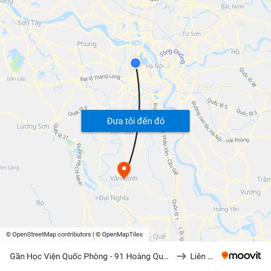 Gần Học Viện Quốc Phòng - 91 Hoàng Quốc Việt to Liên Bạt map