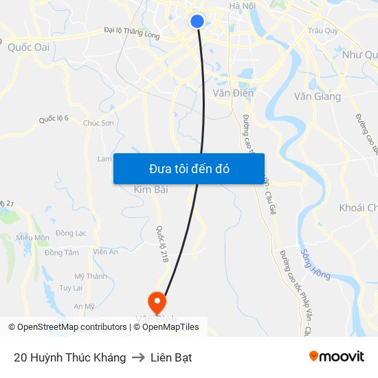 20 Huỳnh Thúc Kháng to Liên Bạt map