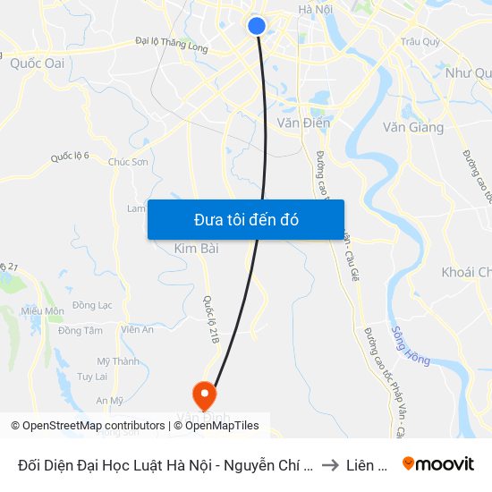 Đối Diện Đại Học Luật Hà Nội - Nguyễn Chí Thanh to Liên Bạt map